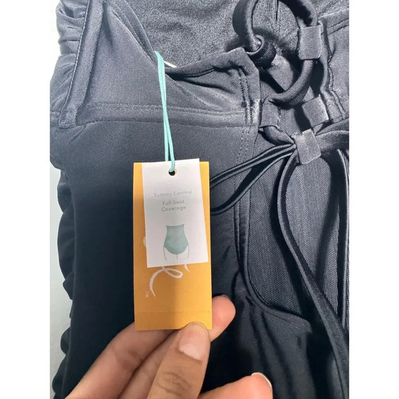 Kano Sol black Twist-Front Bandeau Classic 1 piece swimsuit with tummy control S - Picture 9 of 10